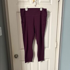 Fabletics Deep Plum High-Rise Leggings with Side Pockets